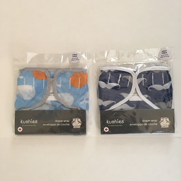 Kushies Other - Kushies Diaper Wrap Blue Orange Whale cover bundle